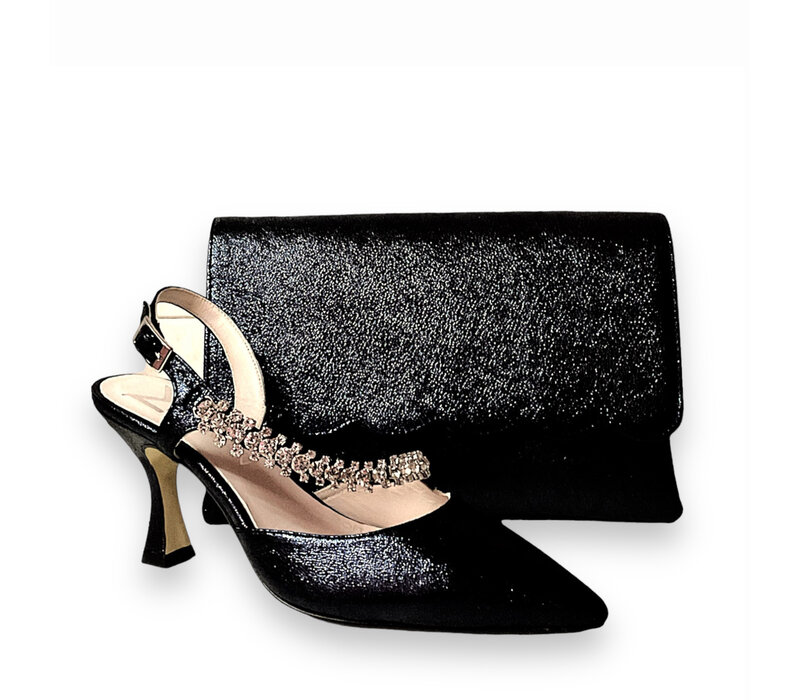 Marian 2526 Black Shimmer Sling Backs
