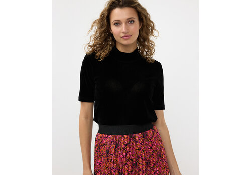 EsQualo A/W EsQualo 05515 Black Velvet short sleeve Top