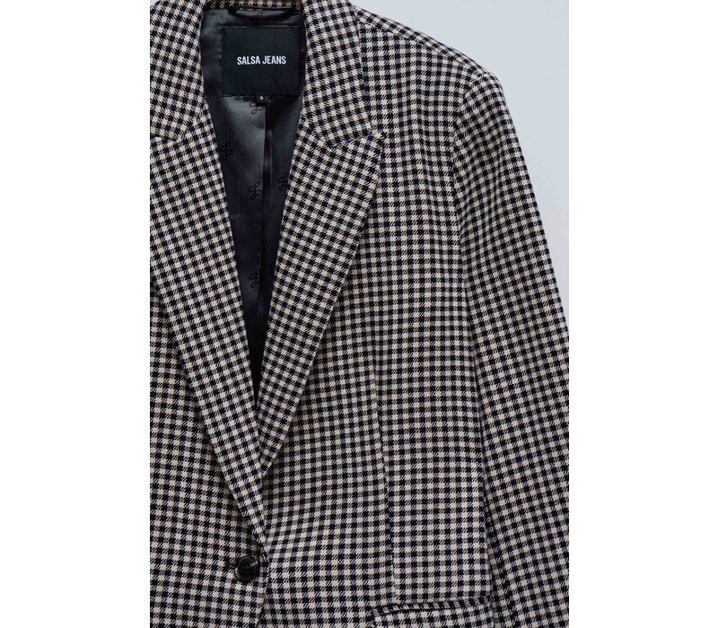 Salsa 21008800 Beige Checkered Blazer