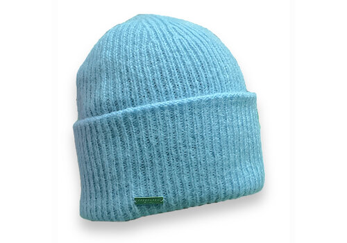 Seeberger Seeberger 019490 Blue knit turn up Beanie