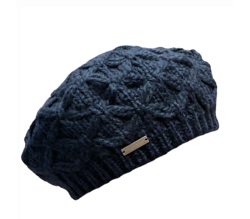 Seeberger 019412 Navy Cable Knit Beret