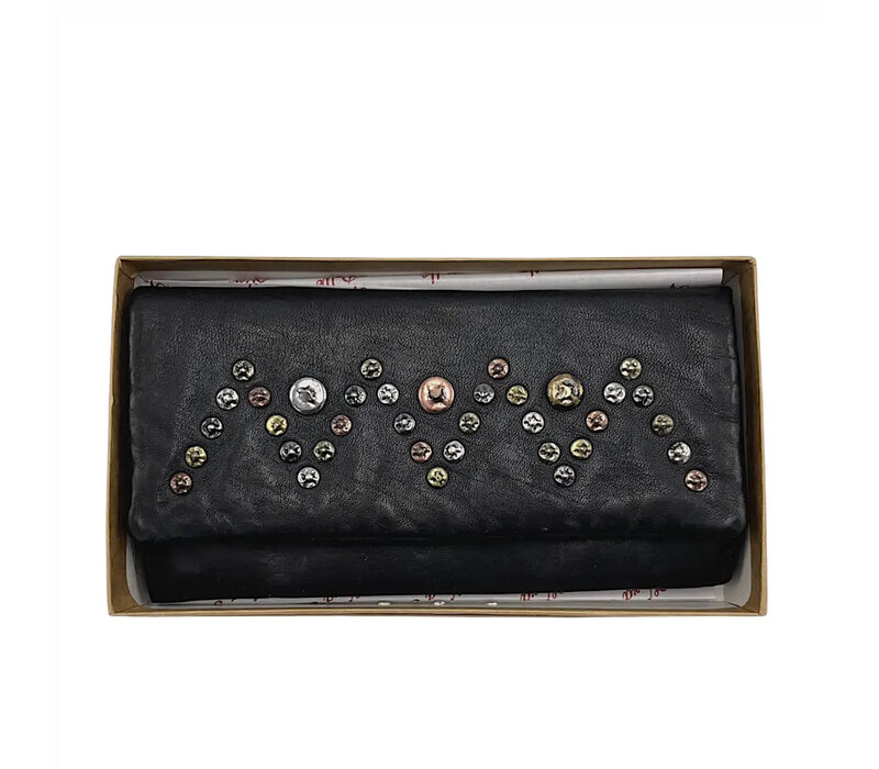 Vintage Luxury 1033 Black Studded Flapover Purse