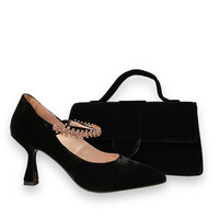 Marian 3613 Black Velvet Diamanté Shoes