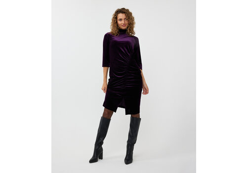 EsQualo A/W EsQualo 30721 Purple Velvet Gathered Dress