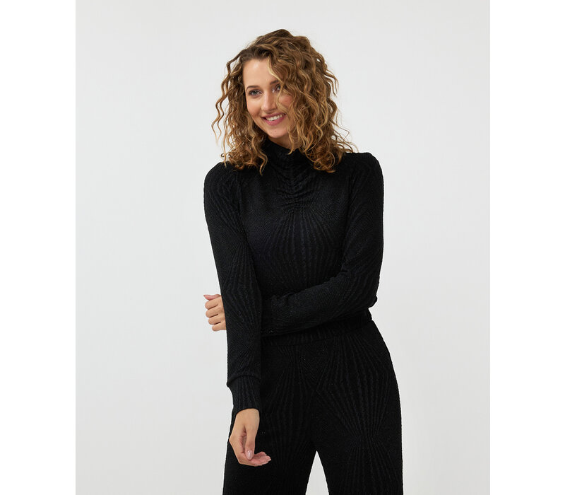 EsQualo 30713 Gathered Jacquard Top