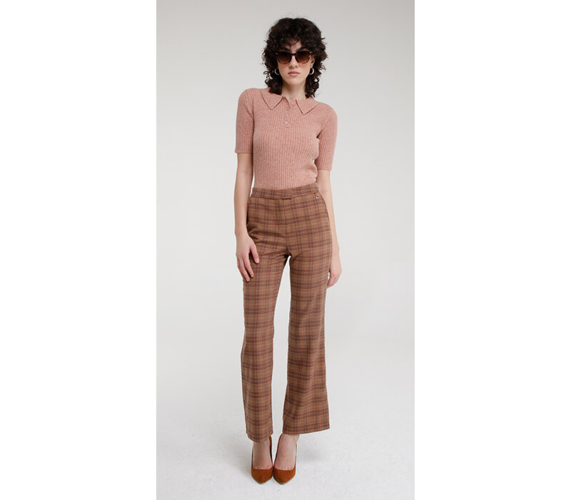Goa Goa Rust Plaid Wide Leg Pants