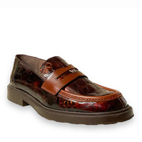 Wonders B-9143 Tan Pat Croc Loafers