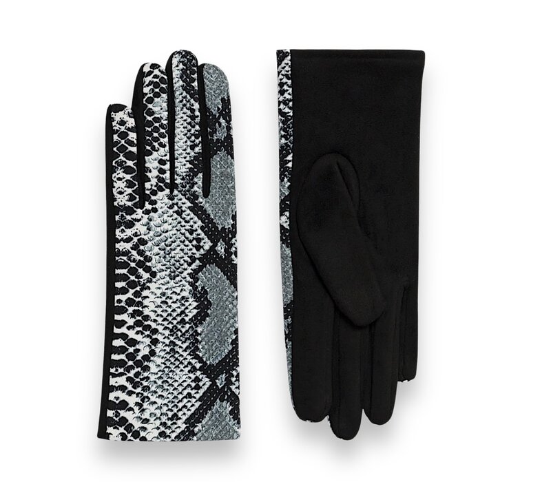 Pia Rossini SHAY Blk/Grey Snakeprint Gloves