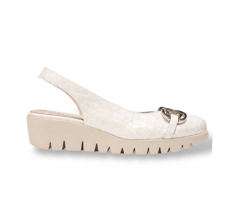 Wonders C-33331 Cream Croc Sling Backs