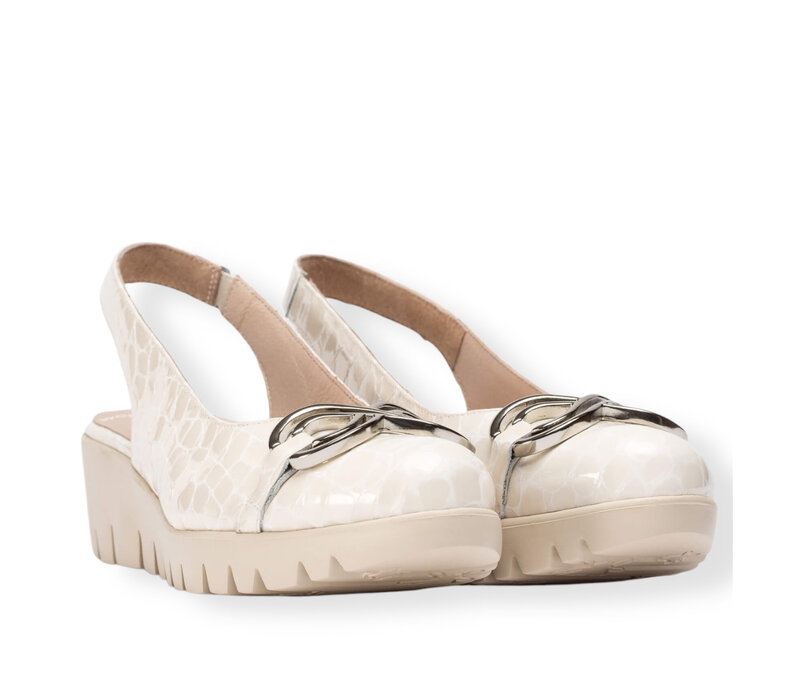 Wonders C-33331 Cream Croc Sling Backs