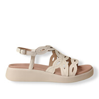 Wonders C-6542 Cream Lazer cut Sandals
