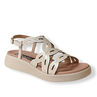 Wonders C-6542 Cream Lazer cut Sandals