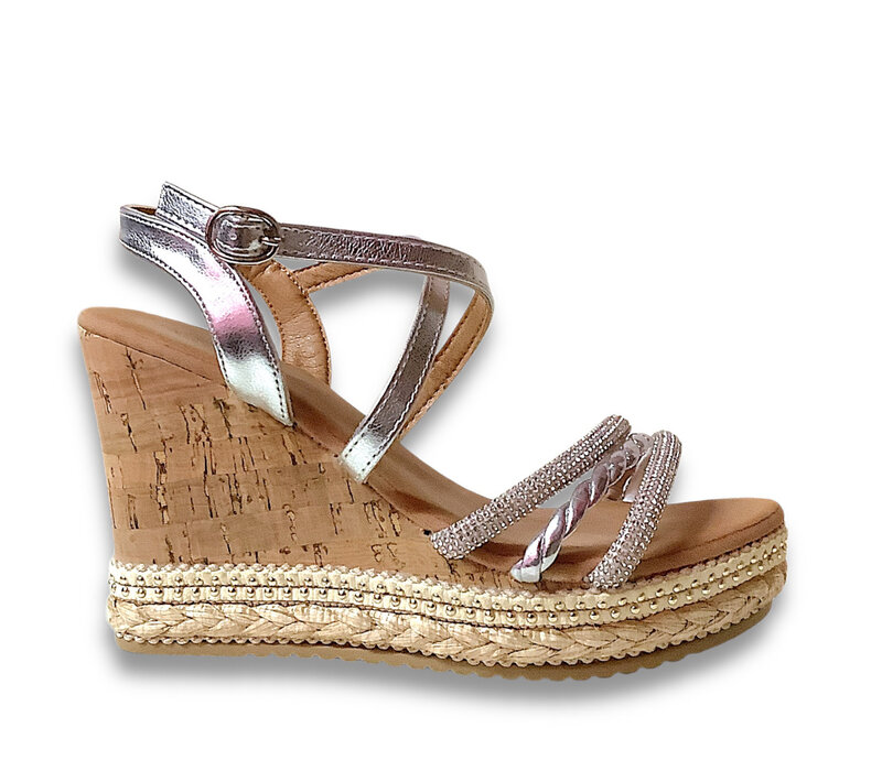 V.Conte 6W6094-4A Silver Wedge Sandals