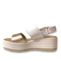 IGI&CO Wht/Gold Deco Buckle Platform Sandal