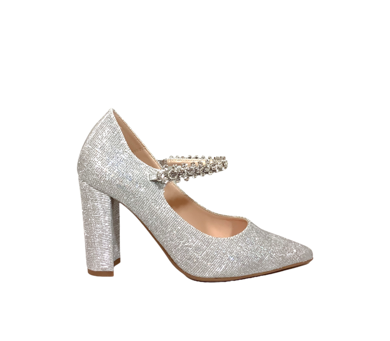 Marian  3613 Silver Glitter Block Heel