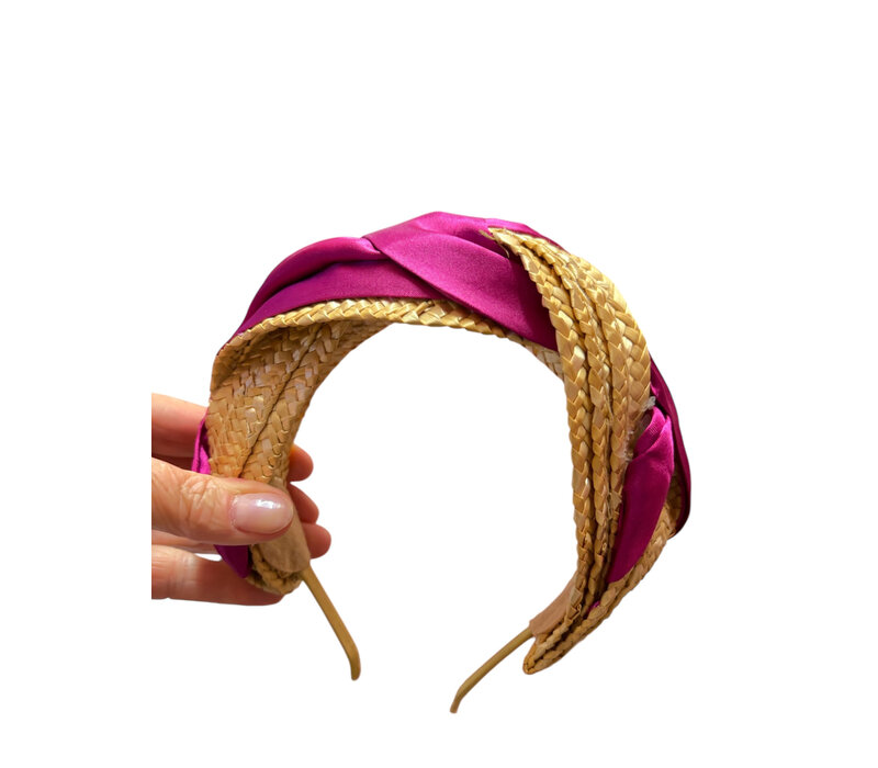 Flormoda Fuchsia Raffia Headband