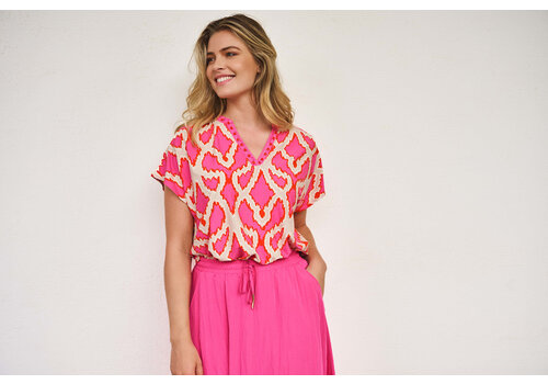 EsQualo S/S Esqualo 30200 SPARK Bead Printed Top
