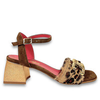 Le Babe 4545S3 Leopard Gold Link Sandal