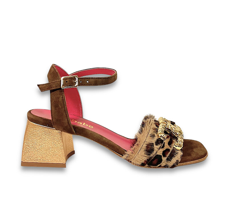 Le Babe 4545S3 Leopard Gold Link Sandal