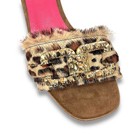 Le Babe 4545S3 Leopard Gold Link Sandal