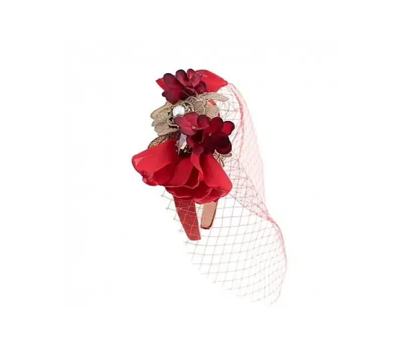 Flormoda 24353 Red Headband with Netting