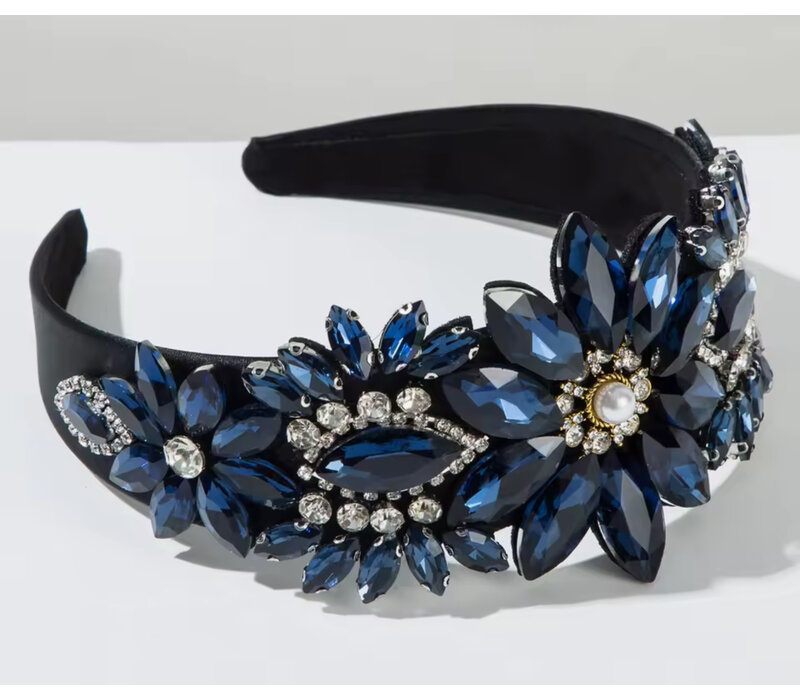 GF0015 Navy Jewelled/Crystal Headband