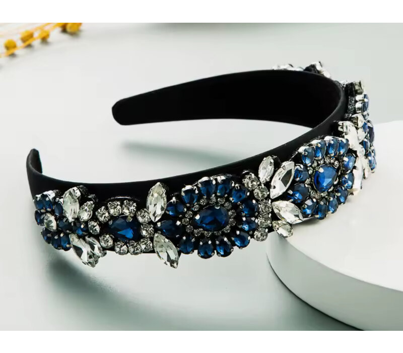 GF0016 Navy Crystal & Jewel Headband