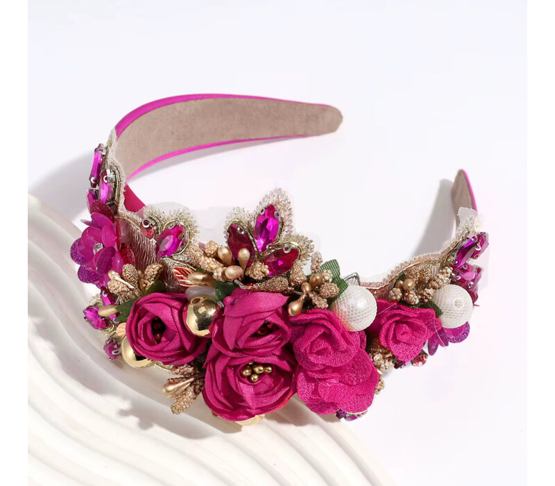 GF0018 Fuchsia Pink Ornate Headband