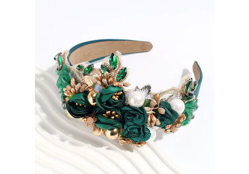 Footprints GF0018 Bottle Green Ornate Headband