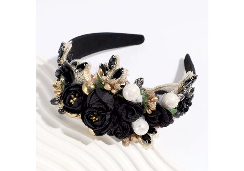 Footprints GF0018 Black Ornate Headband