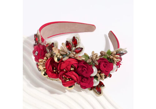 Footprints GF0018 Red Ornate Headband