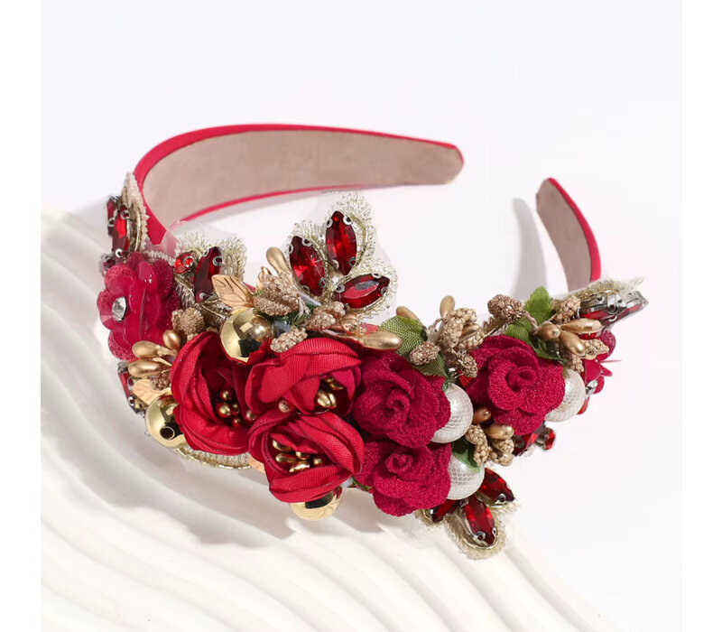 GF0018 Red Ornate Headband