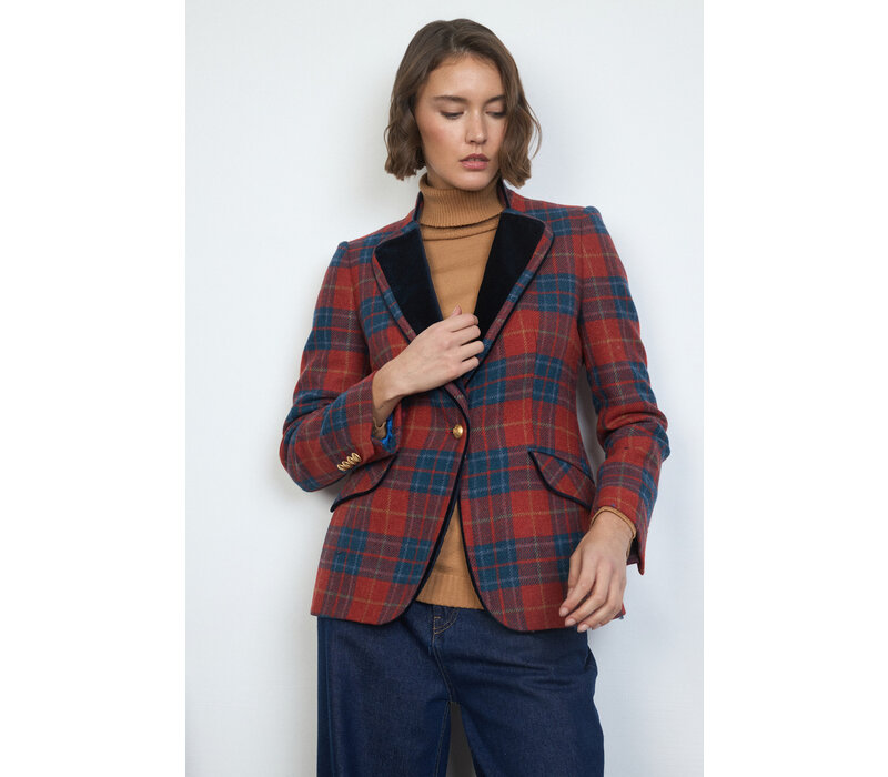 Bariloche ESLAVA Rust/Teal Check Blazer