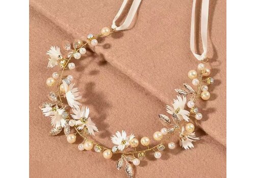 Footprints GF0021 Off White/Gold Floral Headdress
