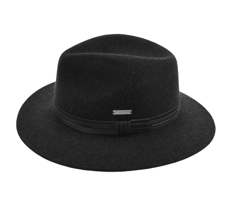 Seeberger 070425 Black Woolfelt Fedora