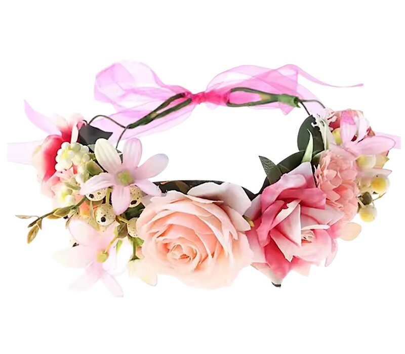 GF0023 Pink multi Floral Headdress