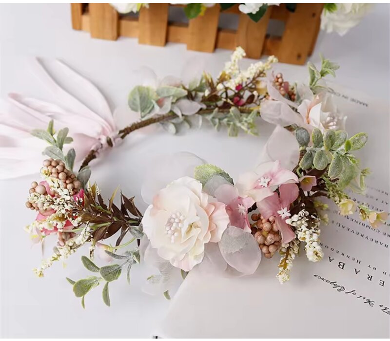 GF0025 Cream multi Floral Headdress