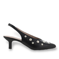 Wonders G-7123 Black Stud Sling-backs