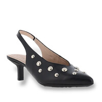 Wonders G-7123 Black Stud Sling-backs