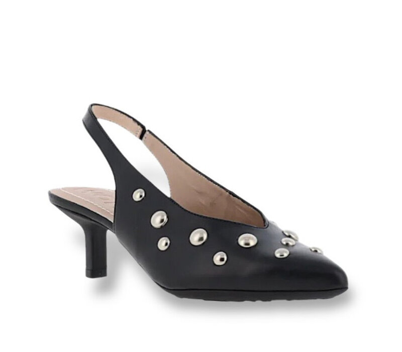 Wonders G-7123 Black Stud Sling-backs