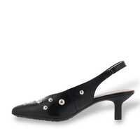 Wonders G-7123 Black Stud Sling-backs