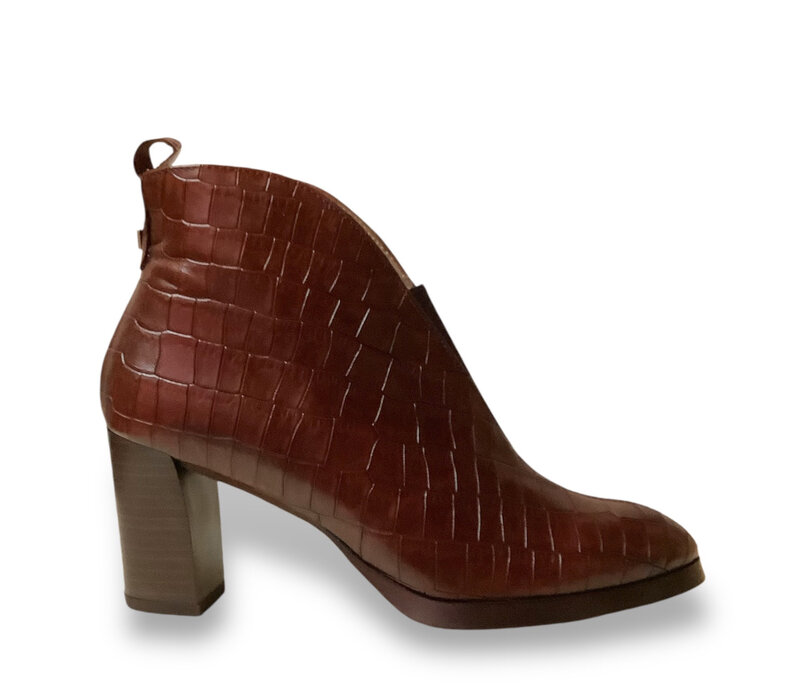 Wonders L-1112 Brown croc Block Heel A/Boots