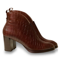 Wonders L-1112 Brown croc Block Heel A/Boots