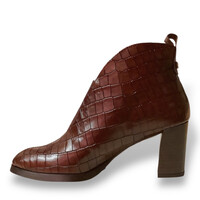 Wonders L-1112 Brown croc Block Heel A/Boots