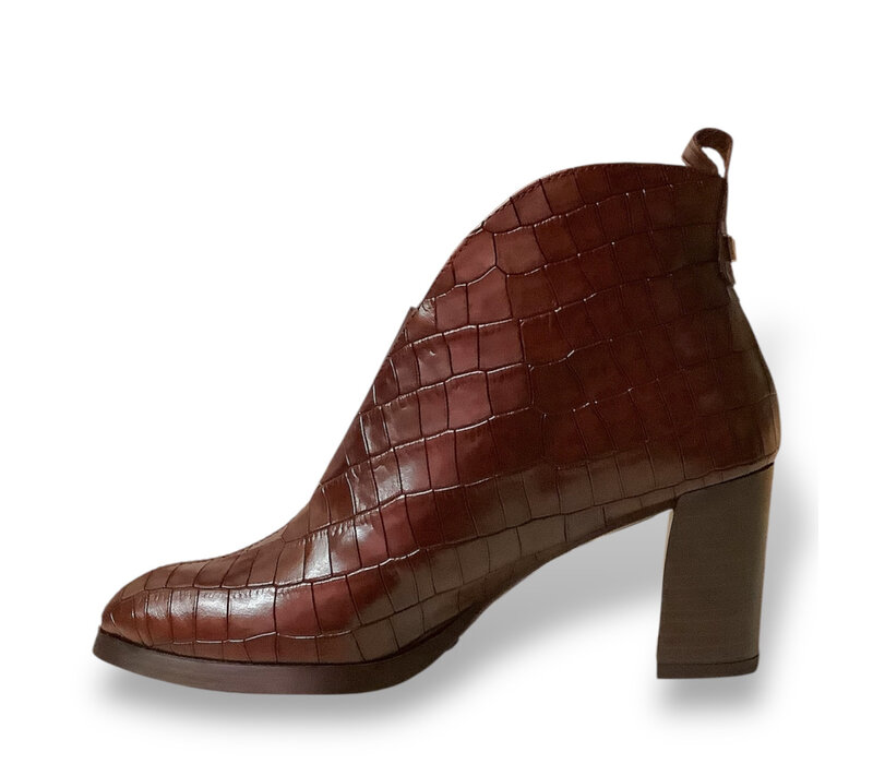 Wonders L-1112 Brown croc Block Heel A/Boots