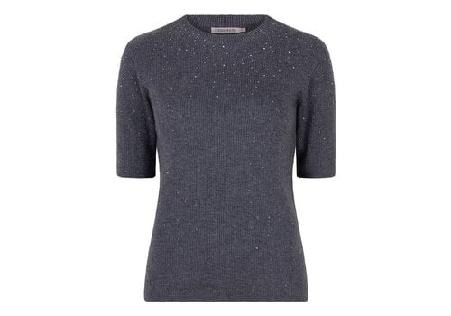 EsQualo A/W Esqualo 02521 Dark Grey Diamanté s/slv Top