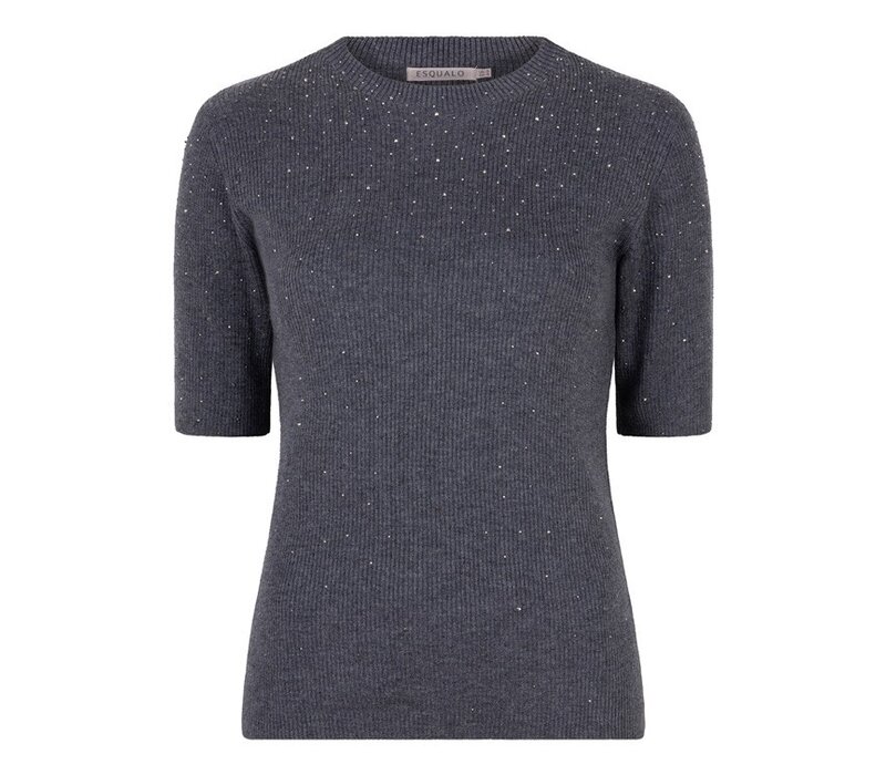 Esqualo 02521 Dark Grey Diamanté s/slv Top