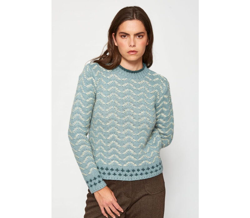 MD’M 3.50.103.43  Green Multi Retro Sweater