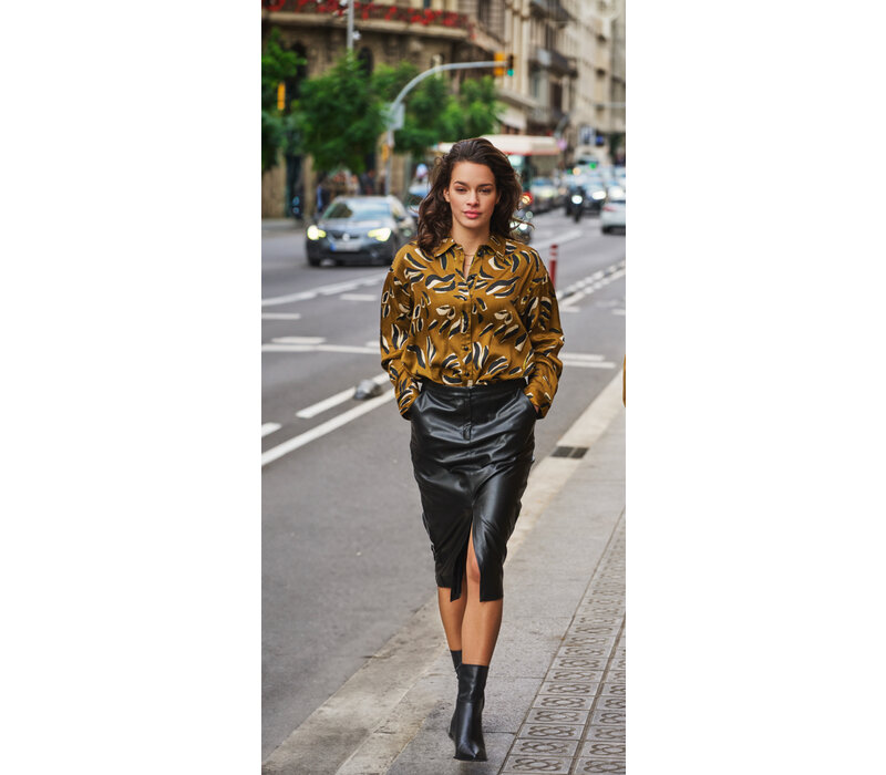 Esqualo 11509 Black Soft Faux Leather Skirt