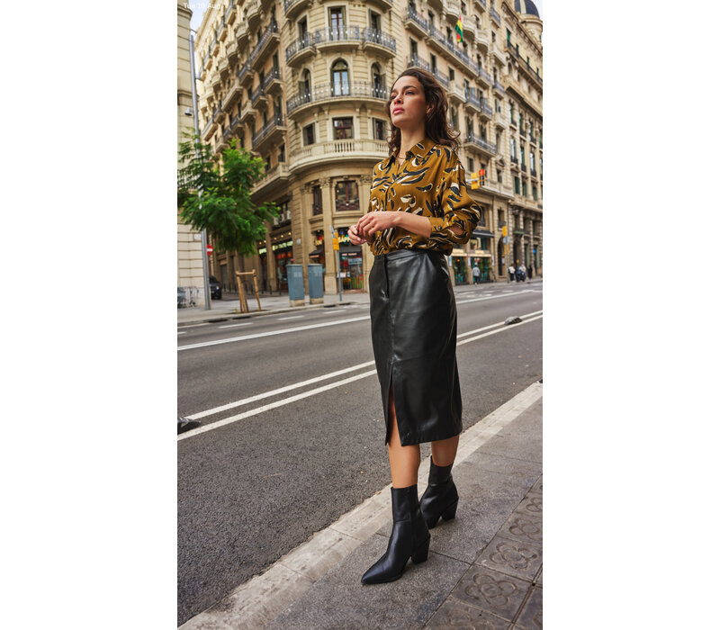 Esqualo 11509 Black Soft Faux Leather Skirt